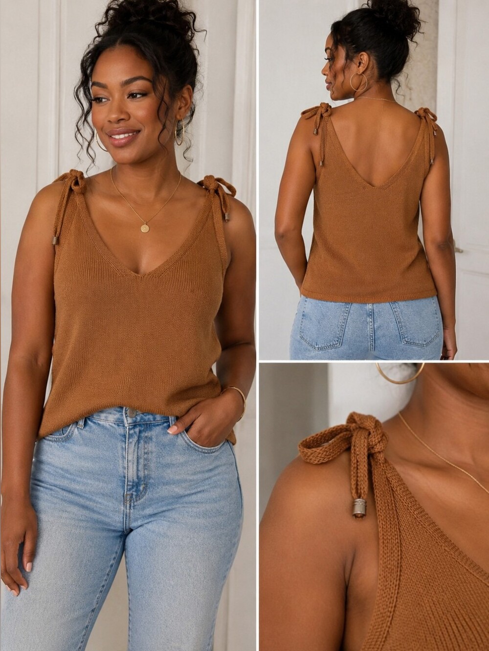 Paper Crane Tie Shoulder Knit Tank – NWT